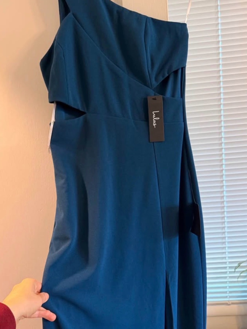 Lulu's Deep Teal One-Shoulder Formal Dress